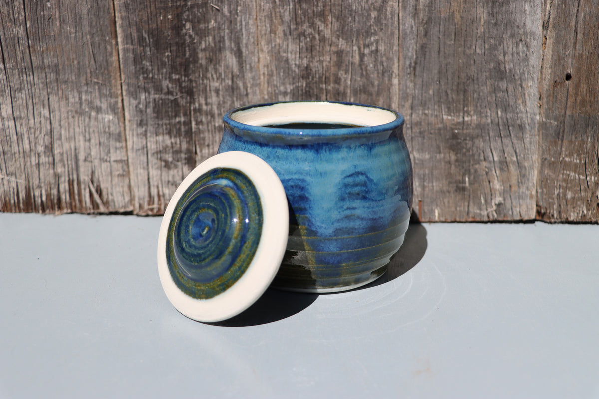 Blue lidded jars - Hand Made Thrown High Fired Stoneware