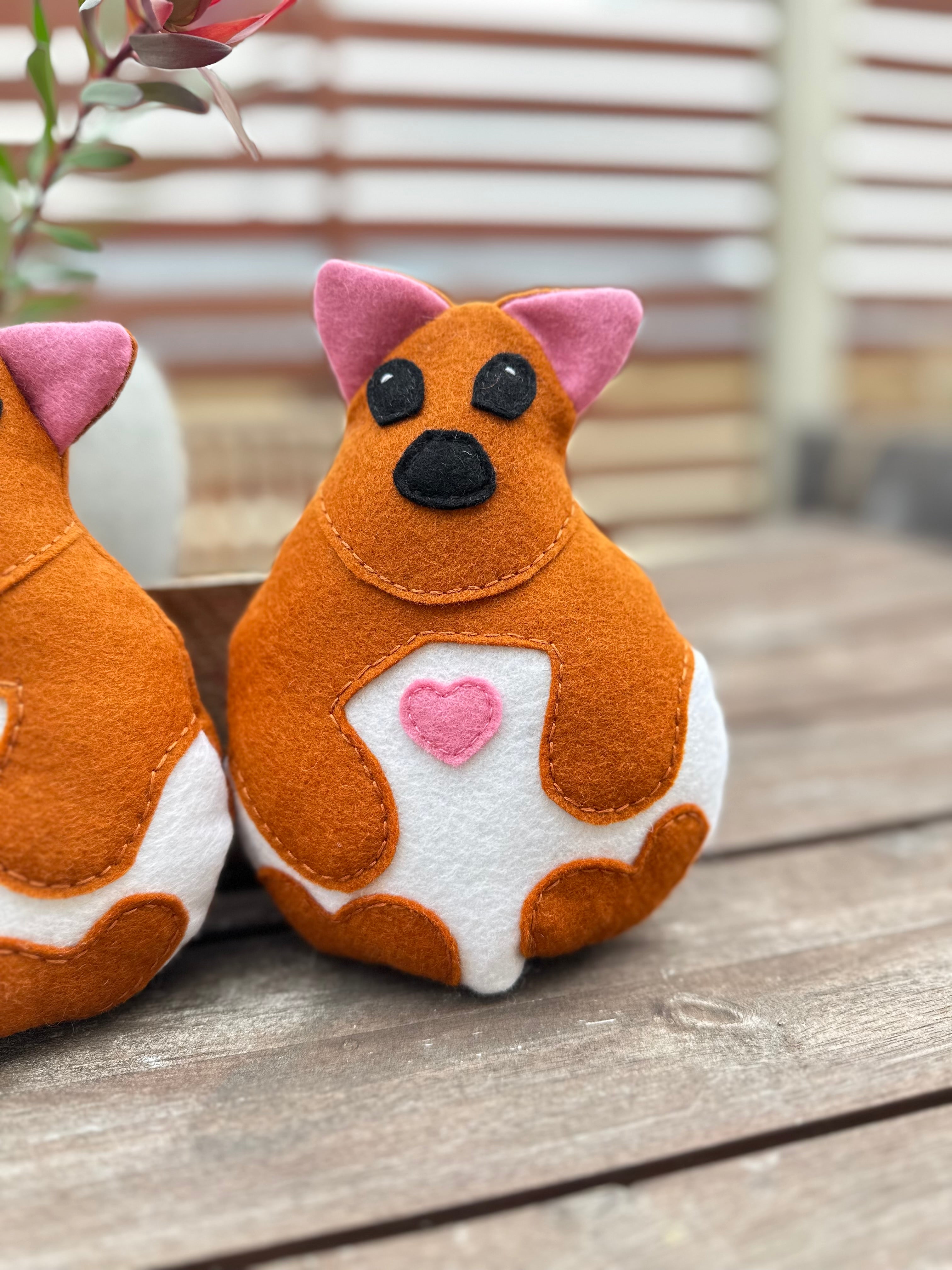 Pademelon soft toy made from wool felt