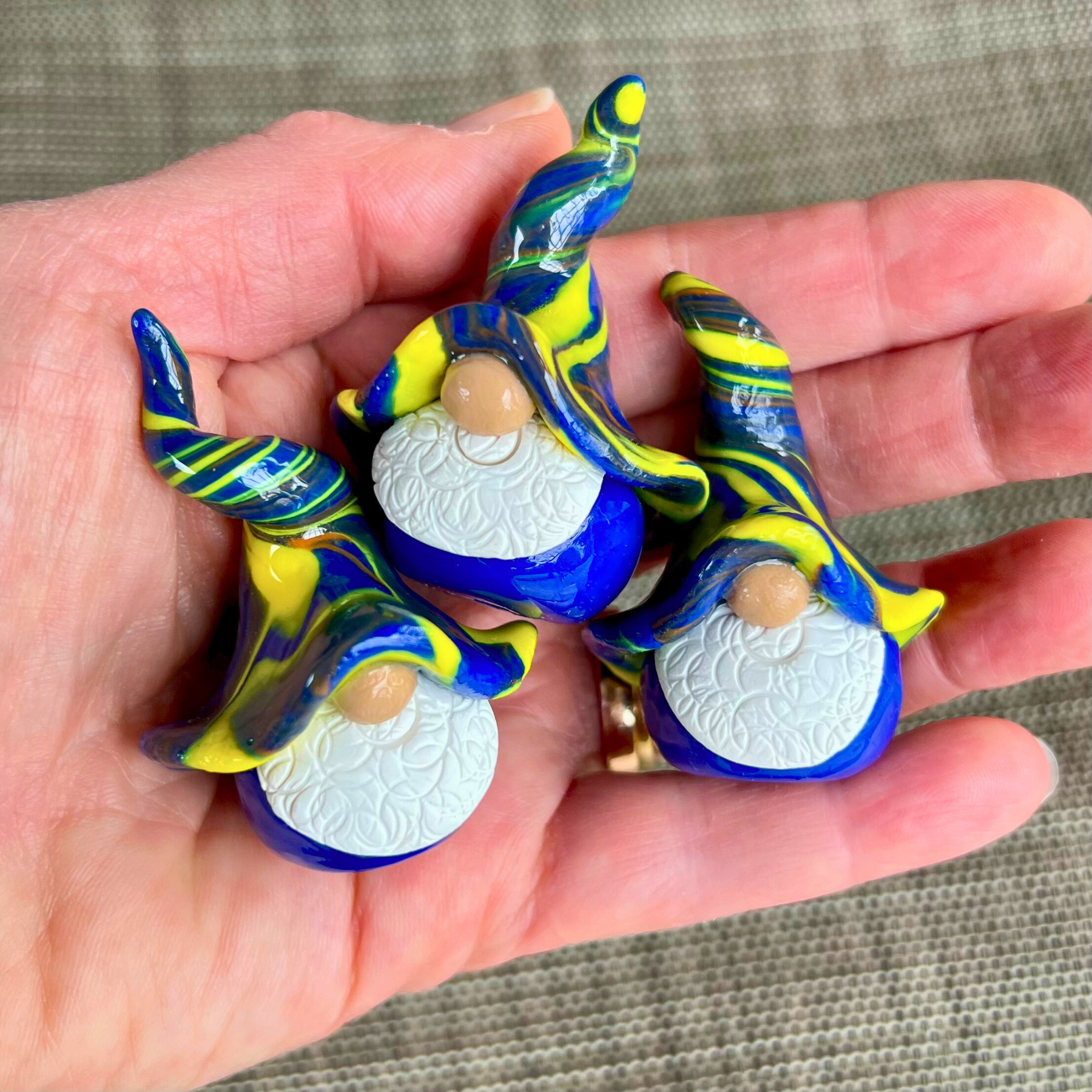 Whimsical gnome trio - Huee, Duee & Luee