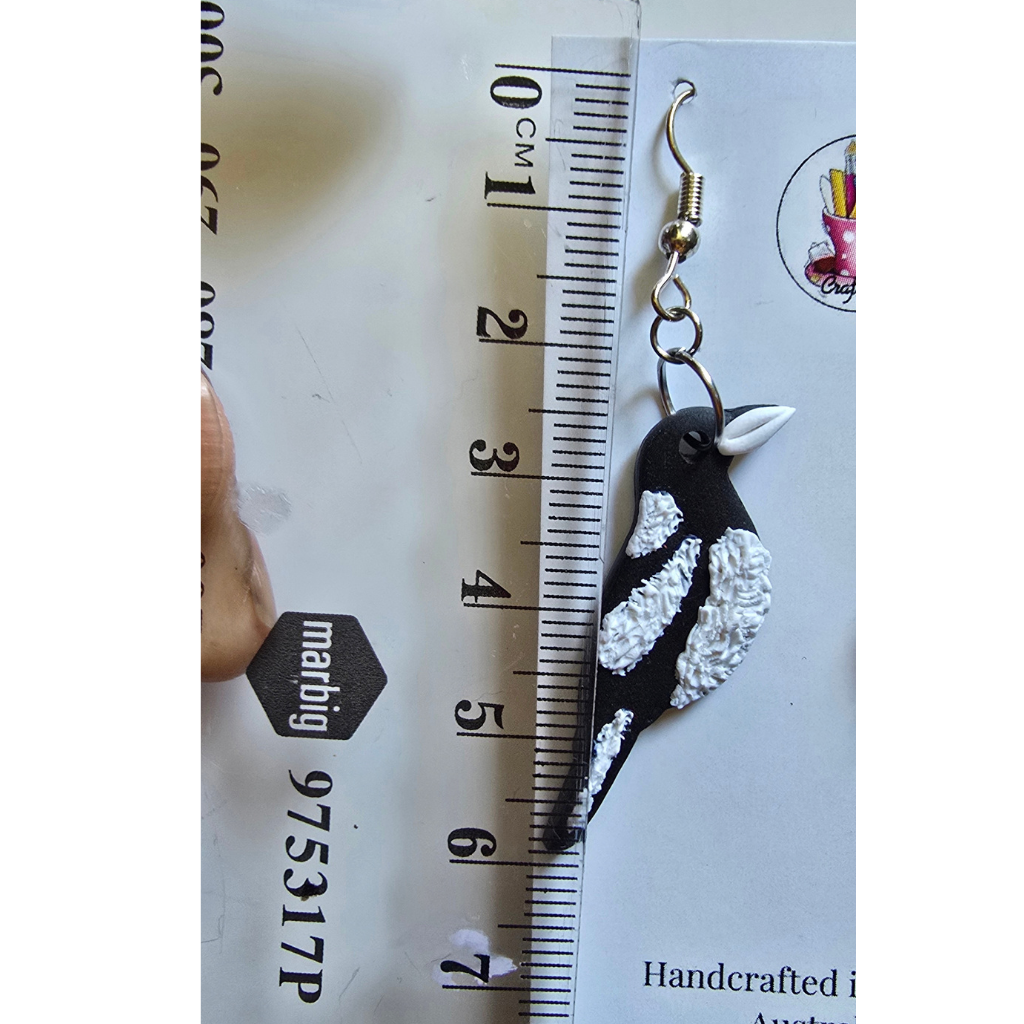 Australian Black and White Magpie Earrings