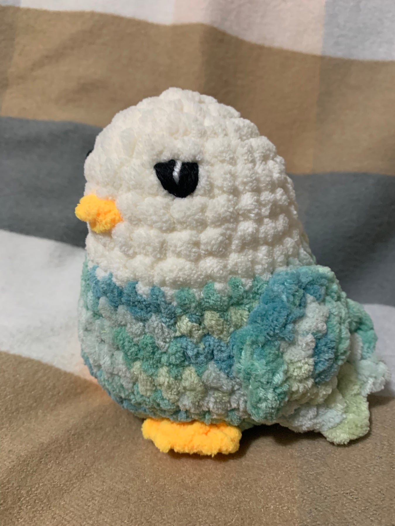 Crochet plush budgie toy