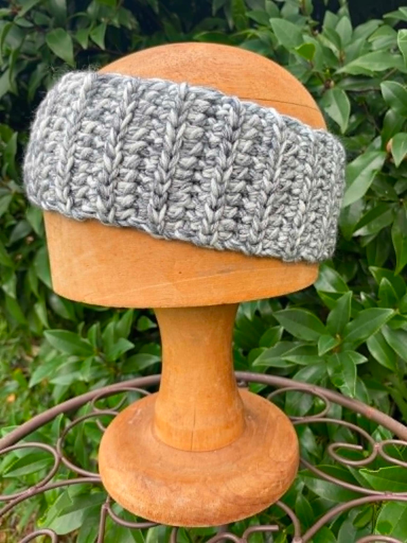 Crochet Headband with cute flower and button embellishment