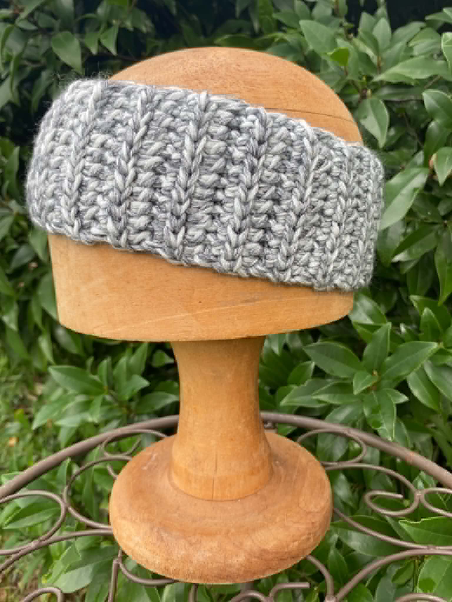 Crochet Headband with cute flower and button embellishment