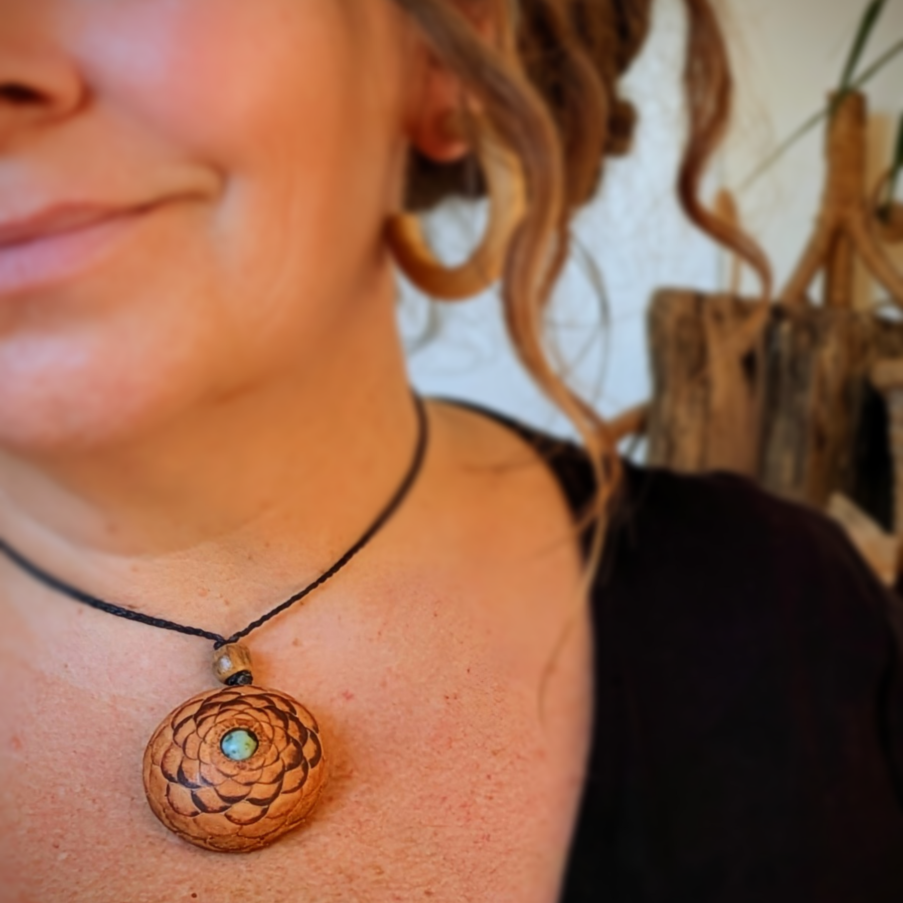 PROTEA SEED POD NECKLACE African Turquoise Amethyst Flower of life Sacred Geometry
