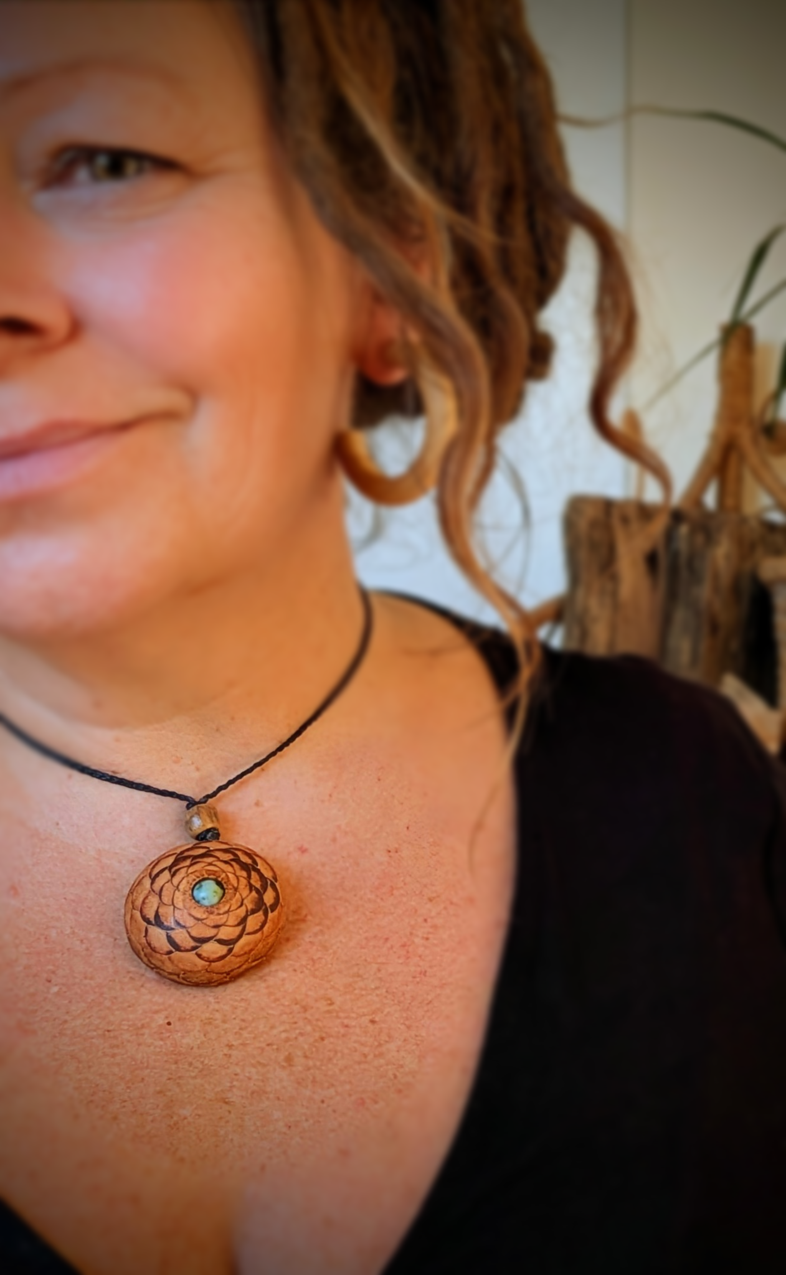 PROTEA SEED POD NECKLACE African Turquoise Amethyst Flower of life Sacred Geometry