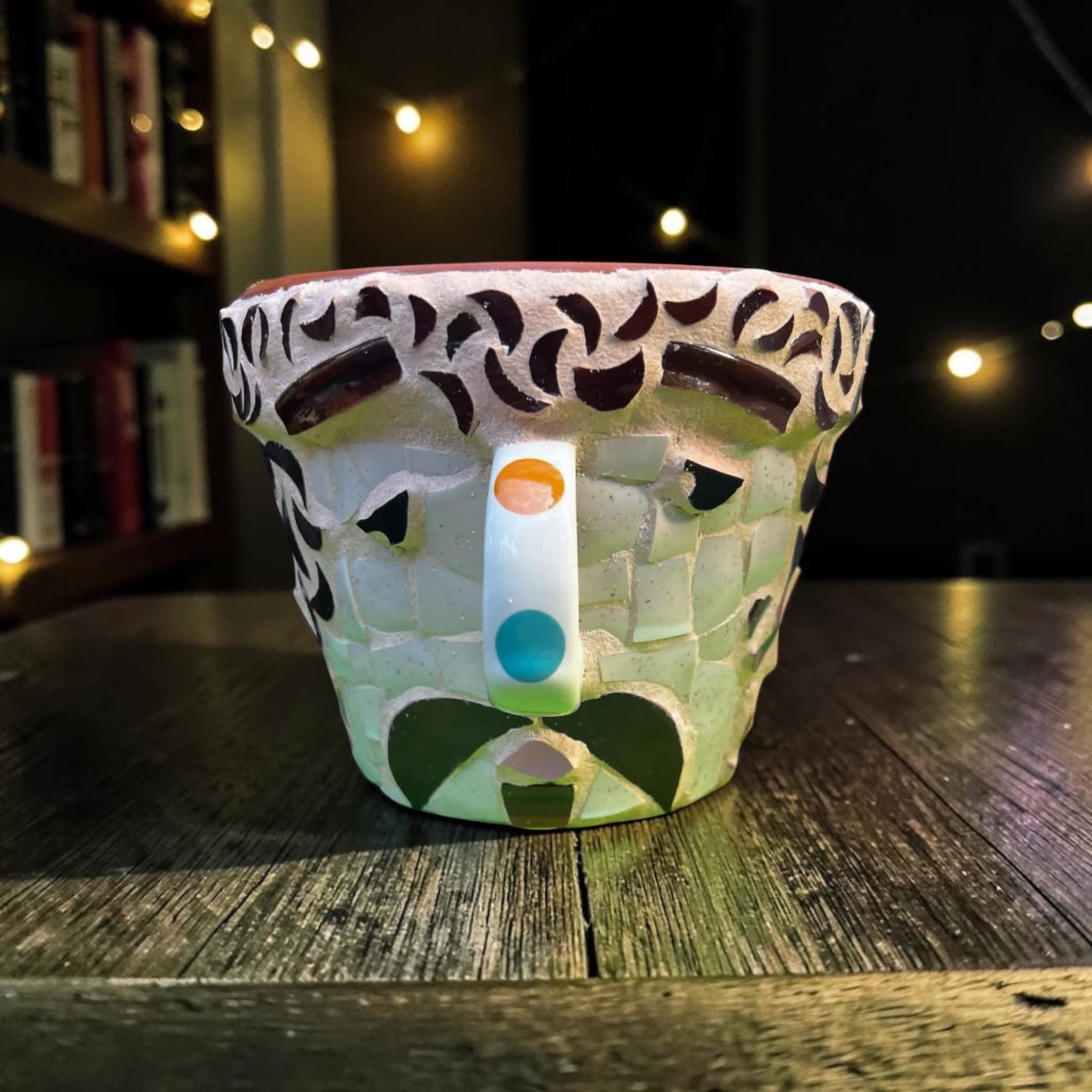 Mosaic Plant Pot. Old Rock Star.