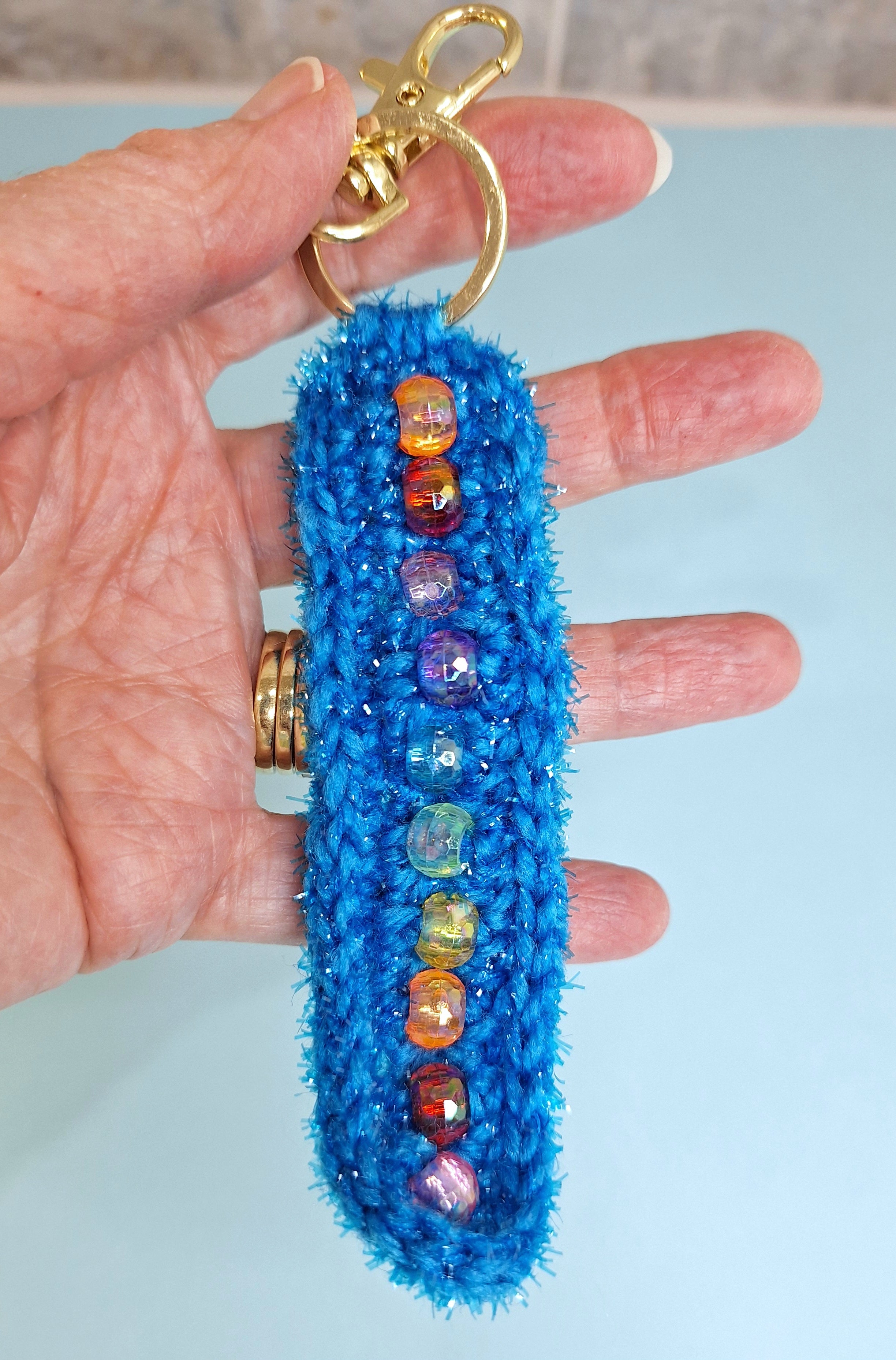 Beaded Crochet Keychain – Handmade, Lightweight & Sensory Friendly