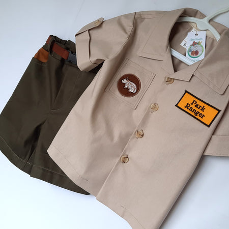 Kids Wombat Park Ranger Outfit: Shirt, Shorts & Belt - Sizes 1 - 6