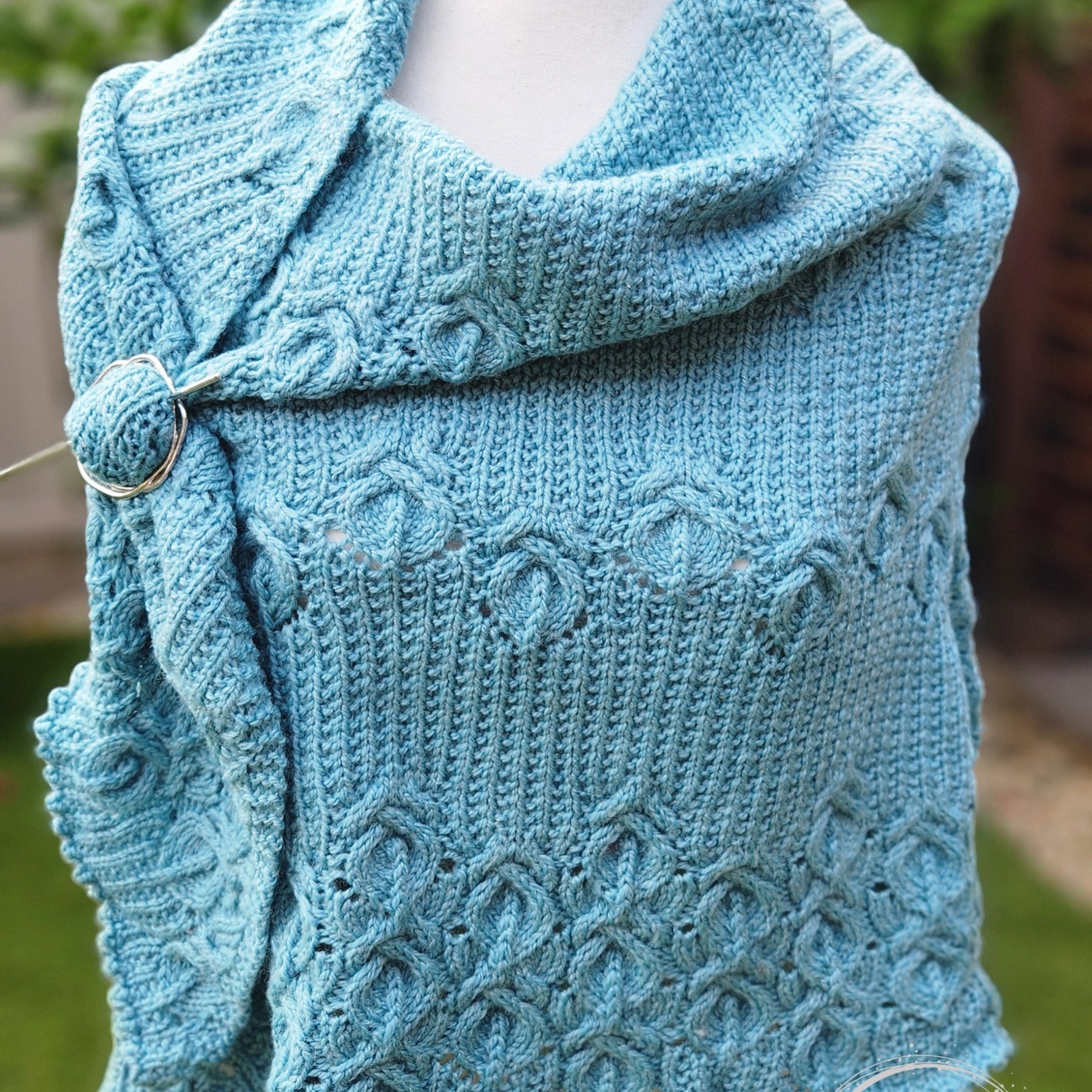 Handknit Women's Cabled Merino Shawl