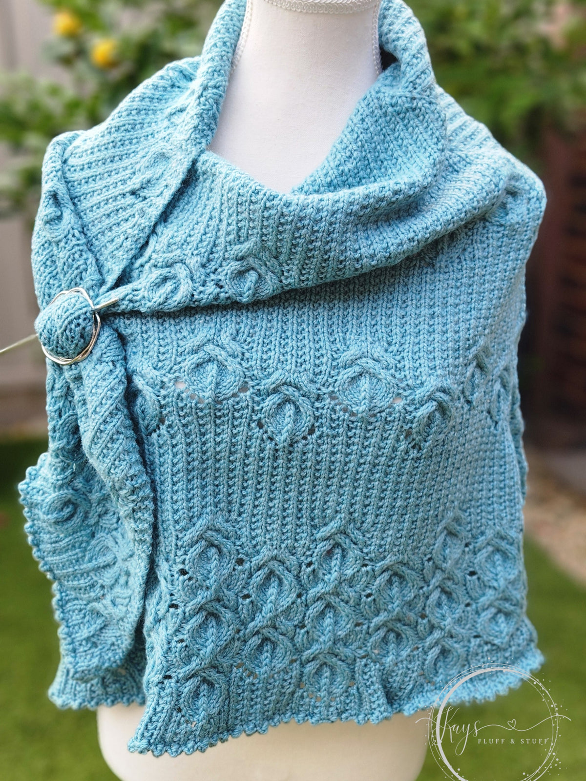 Handknit Women's Cabled Merino Shawl
