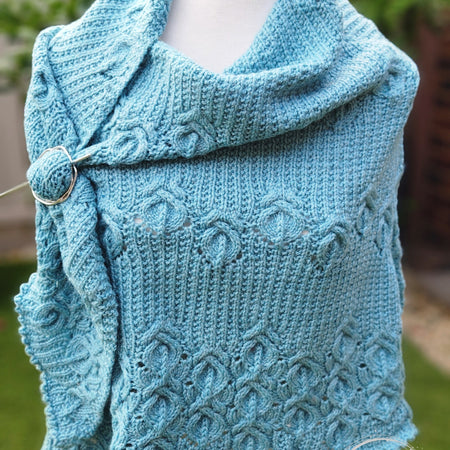 Handknit Women's Cabled Merino Shawl