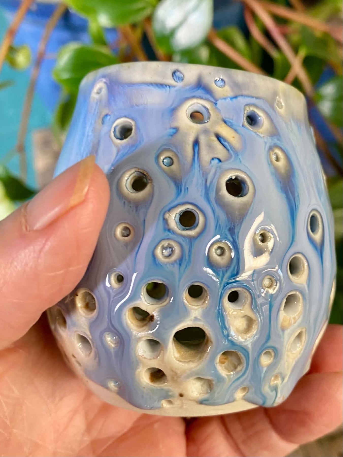Handmade pottery tea light holders