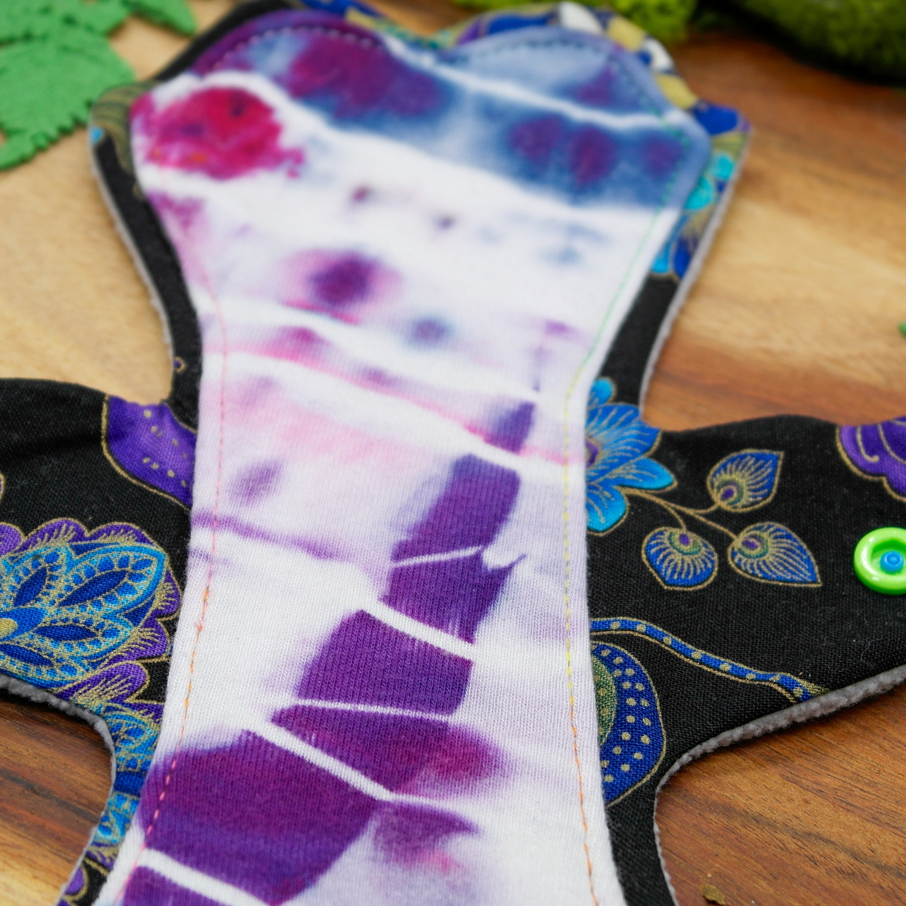 Handmade Reusable cloth pad 10" Moderate (LOA) - peacock