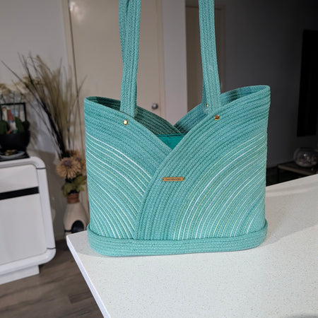 Lagoon Large Handmade Cotton Cord Tote Bag