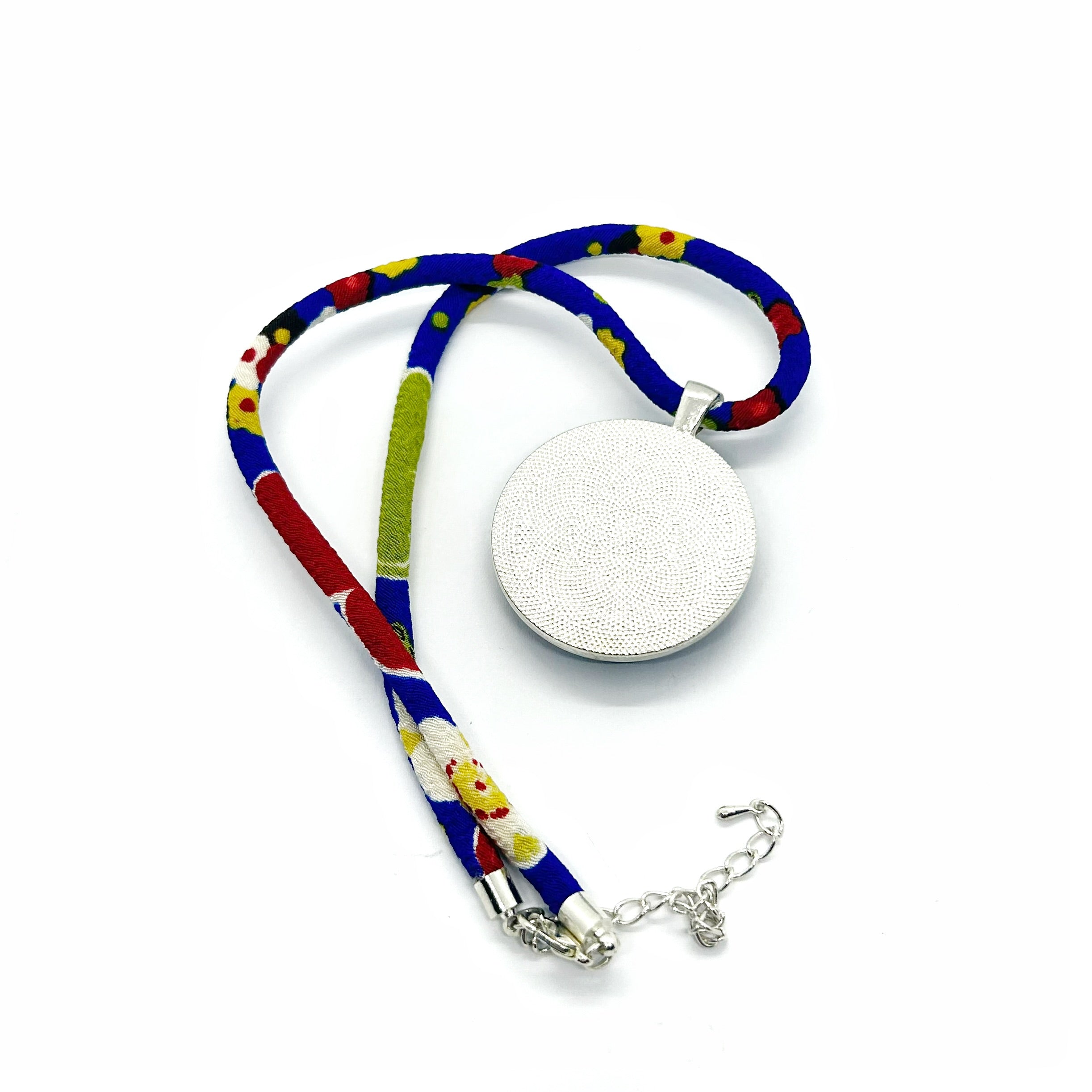 Kimono Pendant Necklace - Blue Floral