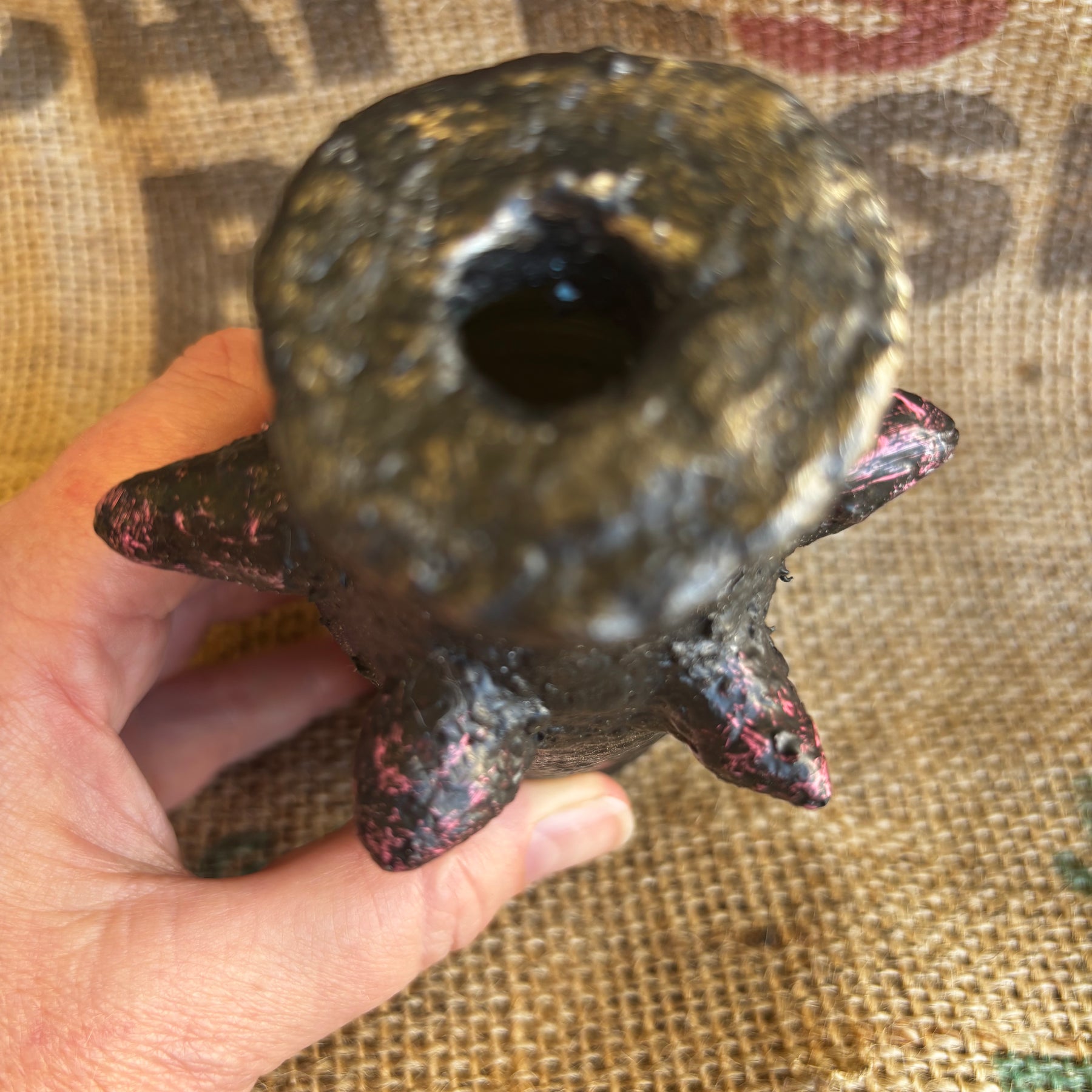 Small vase with pinkish studs