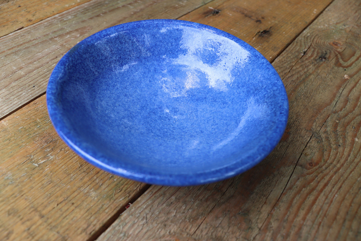 Speckled Blue Stoneware Bowl: High Fired Ceramic