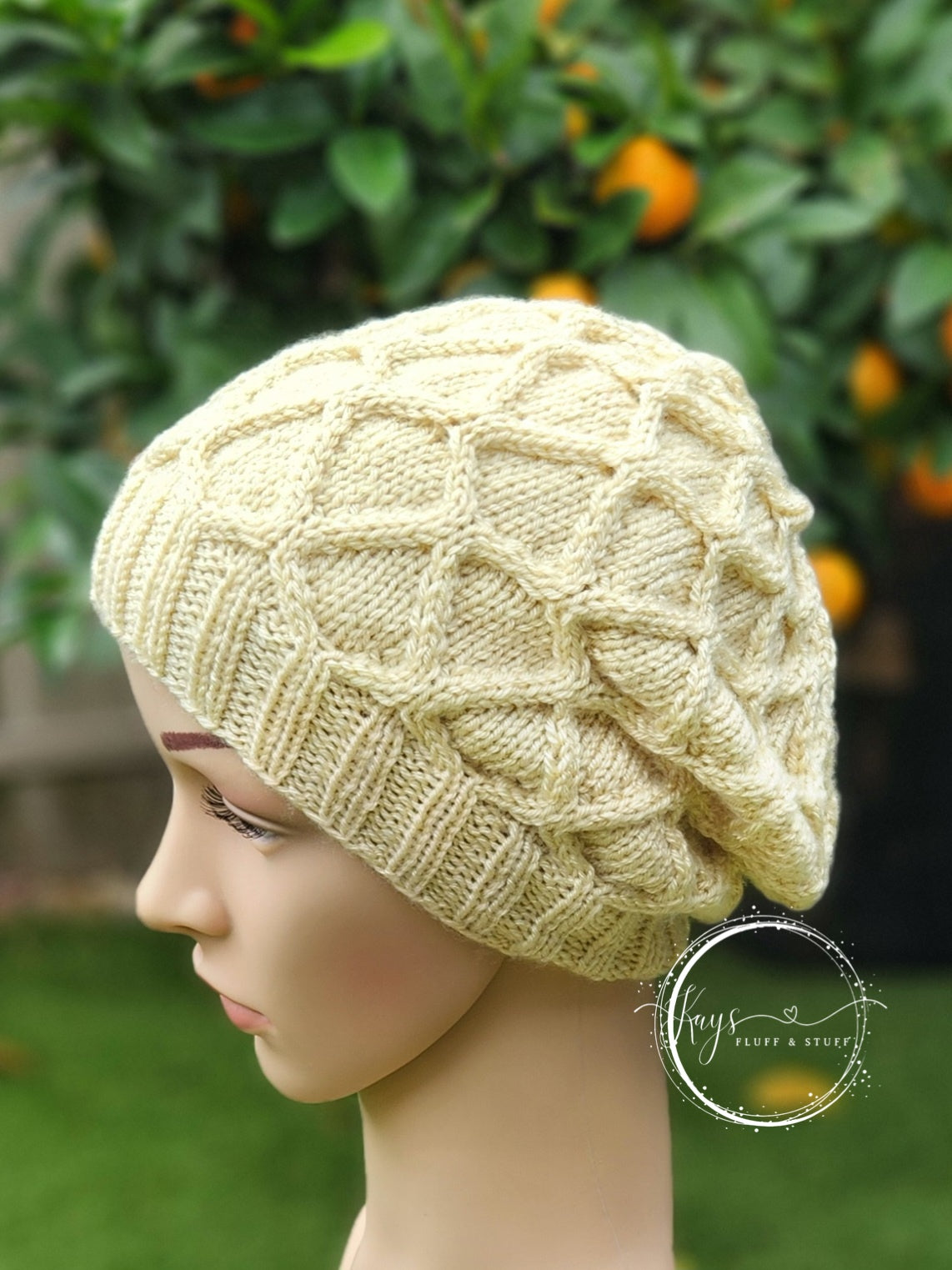 Handknit Wool Free Cabled Beanie