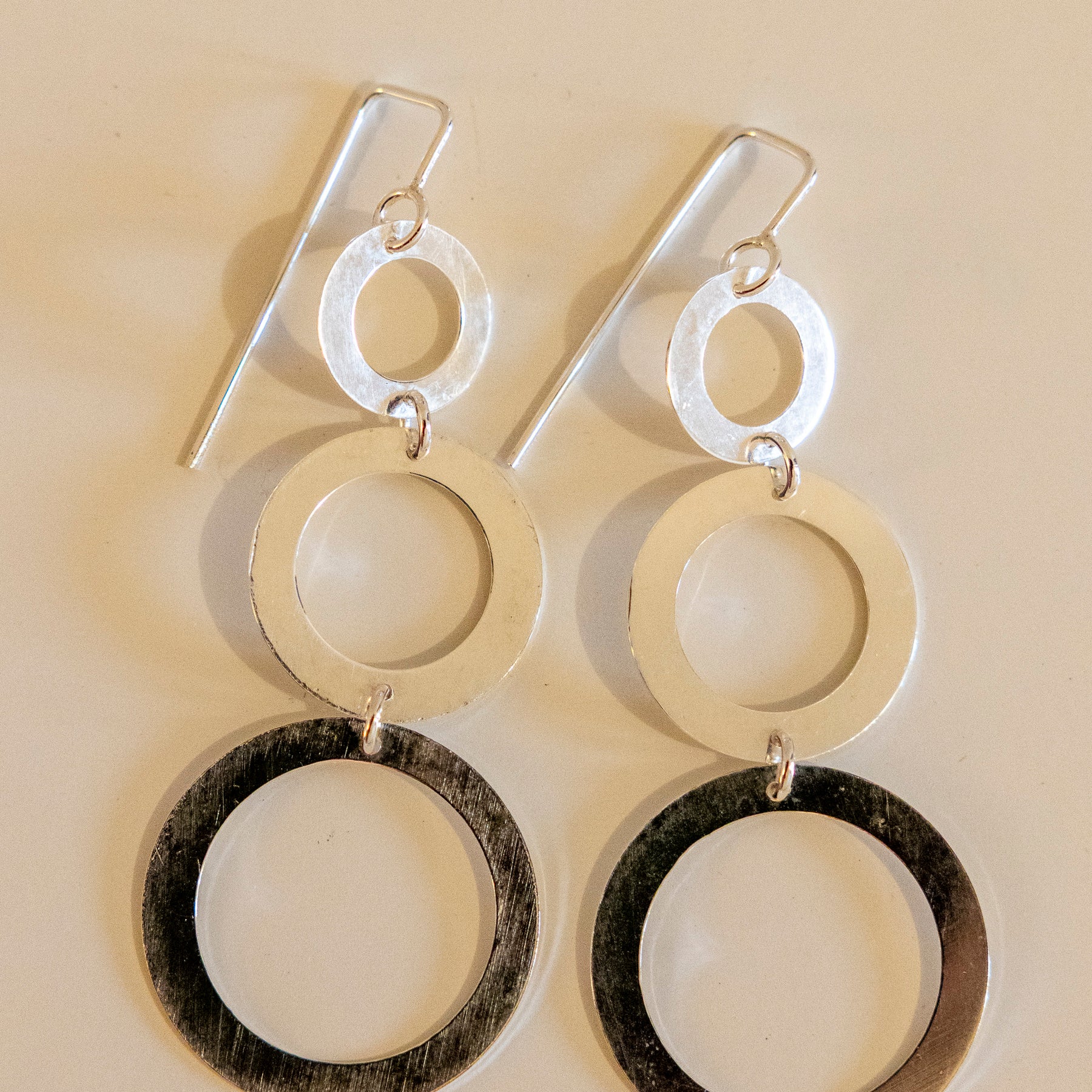 Triple Circle Cascade – Handmade Sterling Silver Earrings