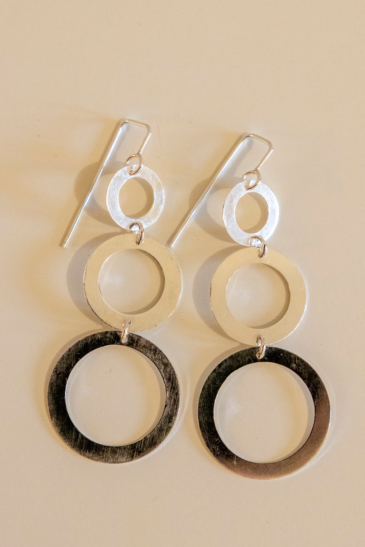 Triple Circle Cascade – Handmade Sterling Silver Earrings