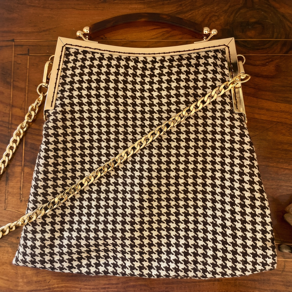 Handmade Houndstooth Art Deco Hand Style bag