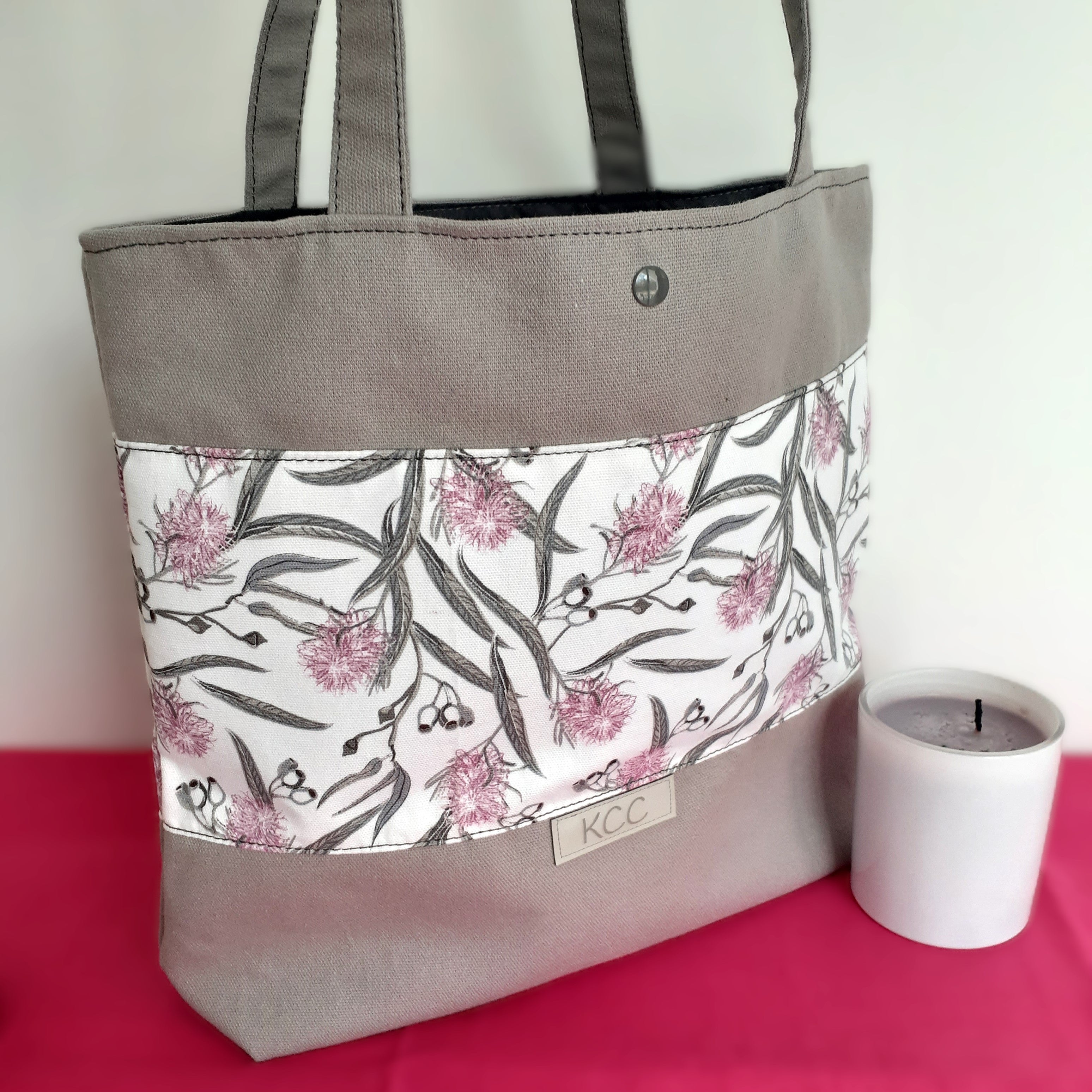 Pink & Grey Blossoms – Medium Sized Tote Bag