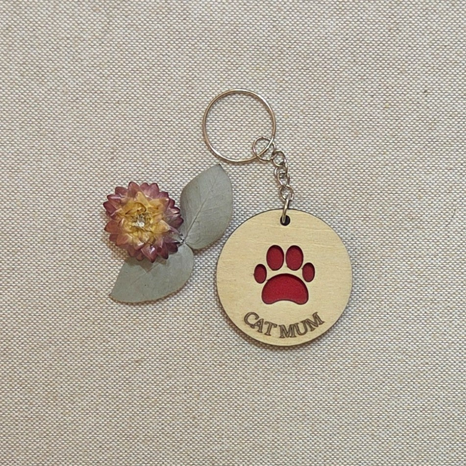 CAT MUM - Handcrafted Timber Keyrings