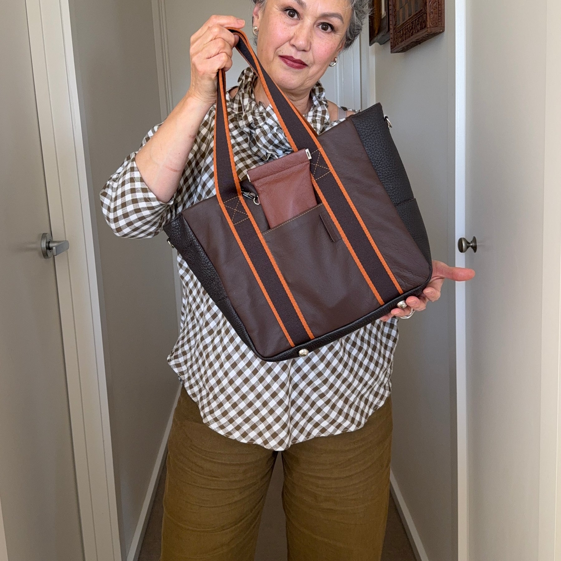 Brown Genuine Leather Tote Bag