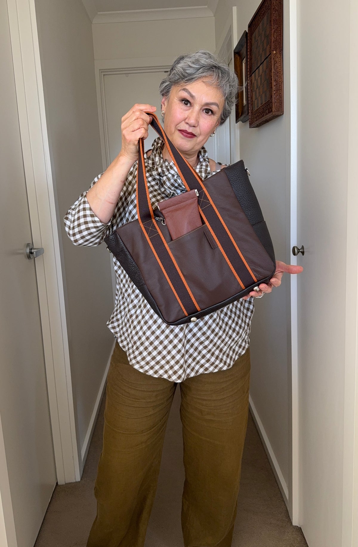 Brown Genuine Leather Tote Bag