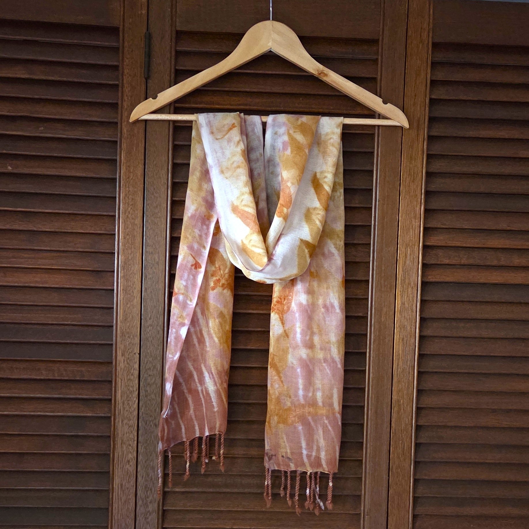 The Tilly - Pure Fine Handloomed Wool Ecoprint Scarf/Wrap