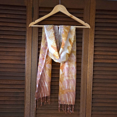 The Tilly - Fine Handloomed Wool Ecoprint Scarf/Wrap