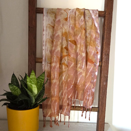 The Tilly - Pure Fine Handloomed Wool Ecoprint Scarf/Wrap