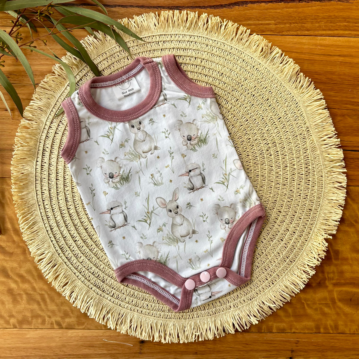 Baby Tank Bodysuit | Kangaroo Fields | Size premmie to 2 | Made to order