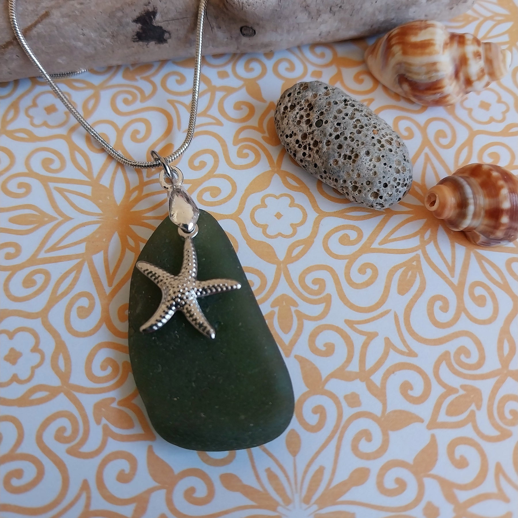 Olive Seaglass Necklace