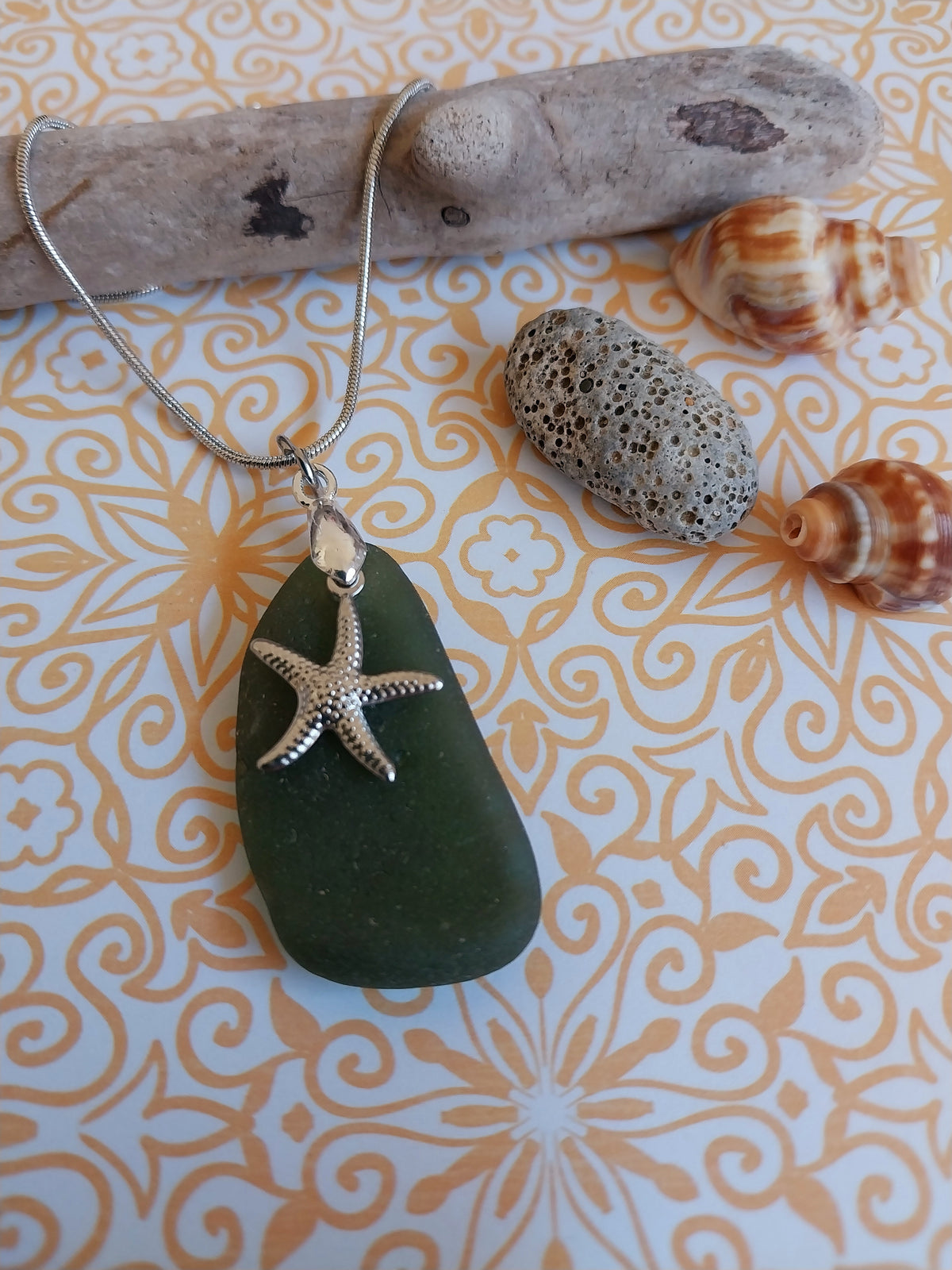 Olive Seaglass Necklace