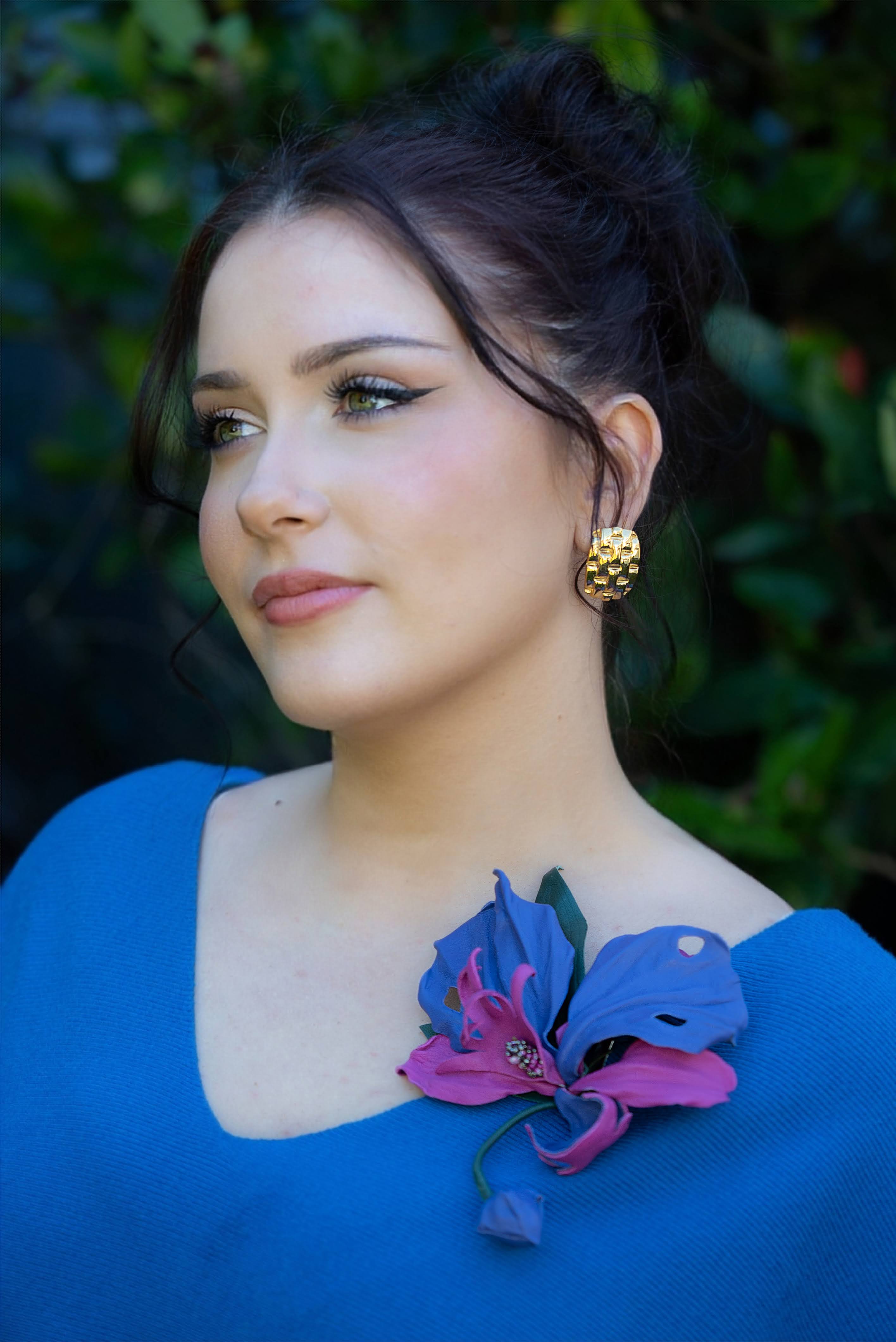 Leather Orchid “Midnight Bloom”, Flower Brooch, hair hat  clip, corsage