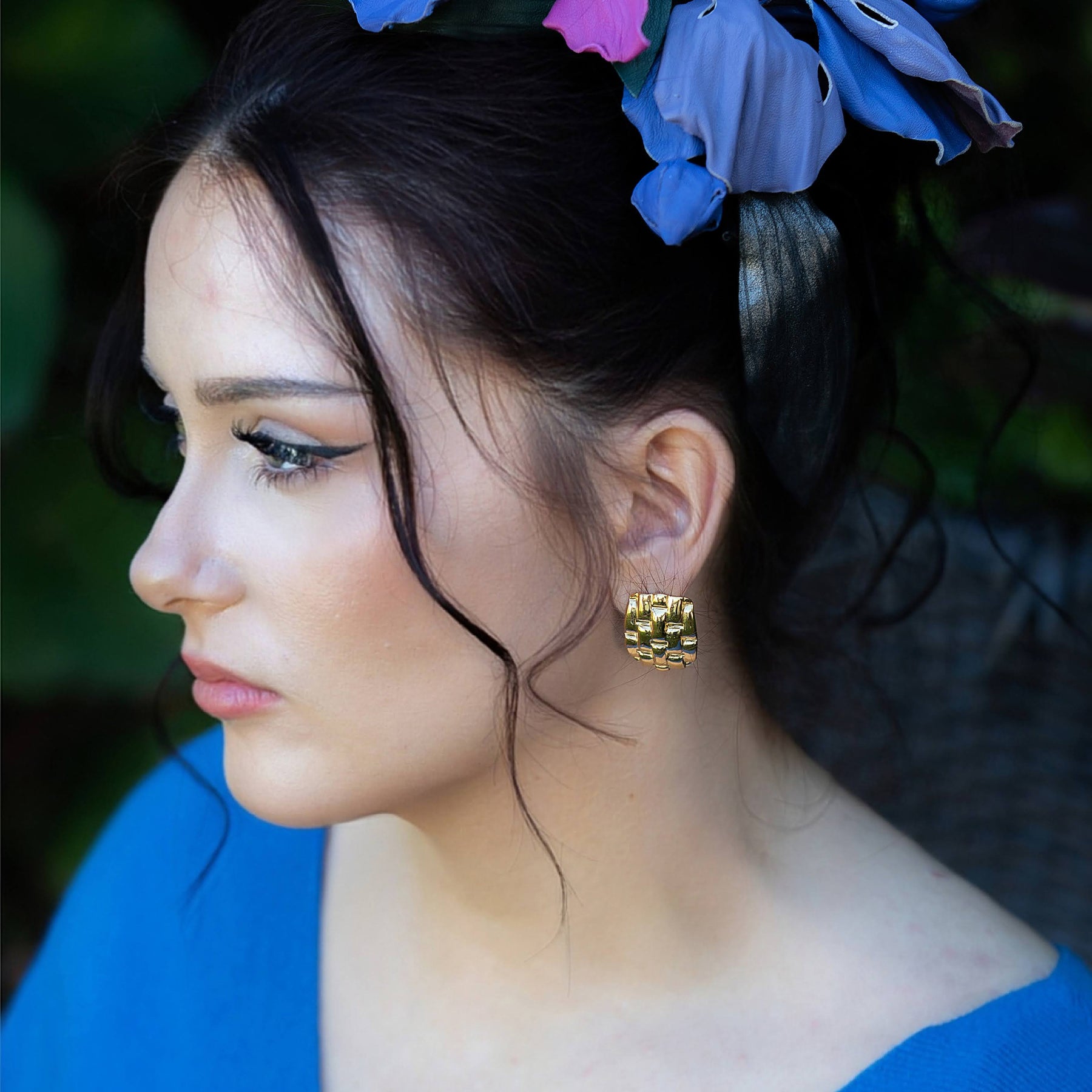 Leather Orchid “Midnight Bloom”, Flower Brooch, hair hat  clip, corsage