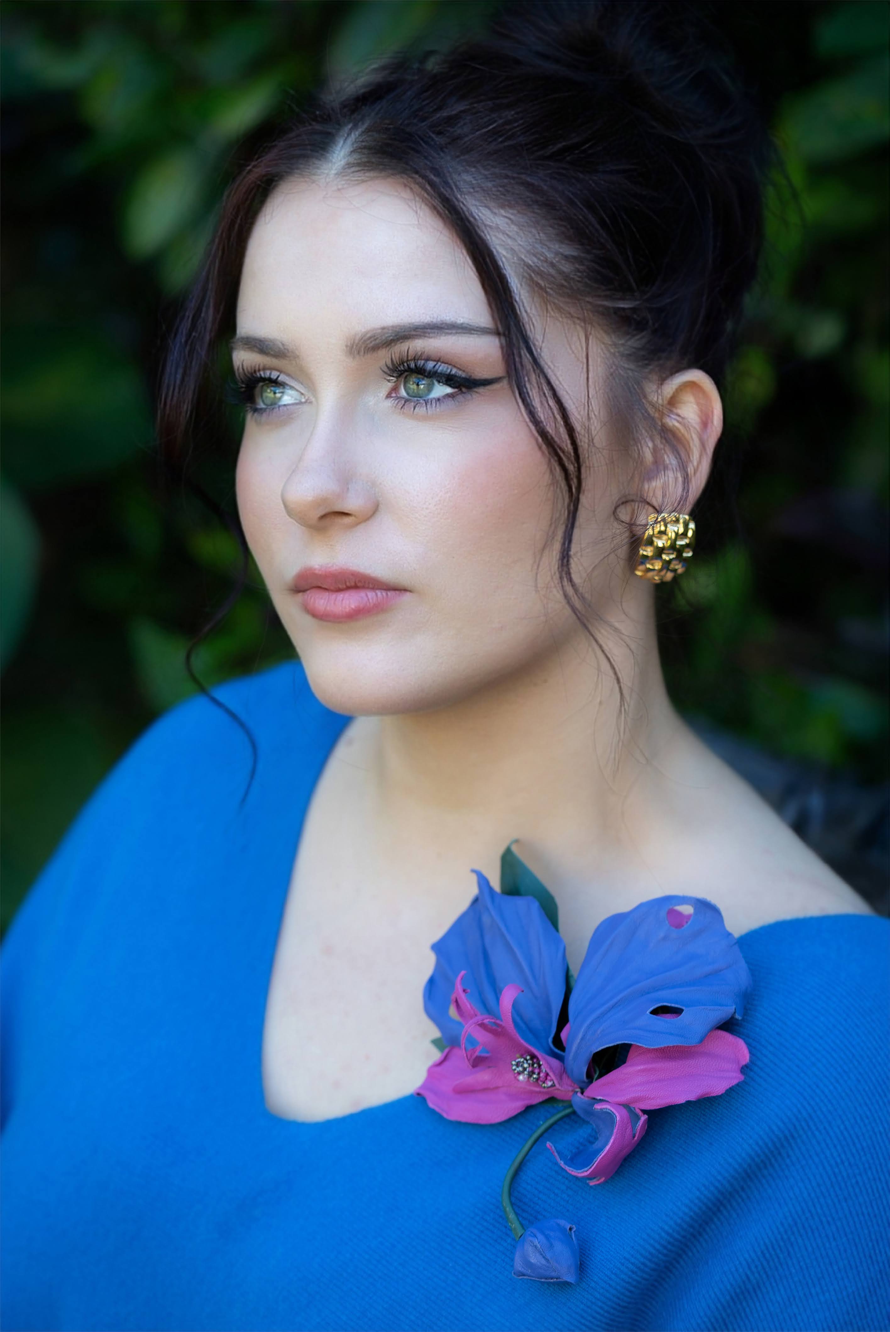 Leather Orchid “Midnight Bloom”, Flower Brooch, hair hat  clip, corsage