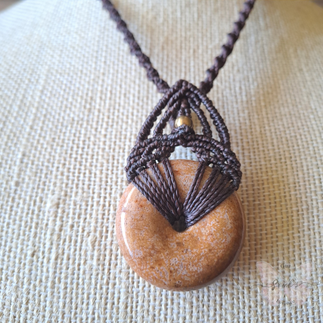 Coral Jasper Micro Macramé Necklace