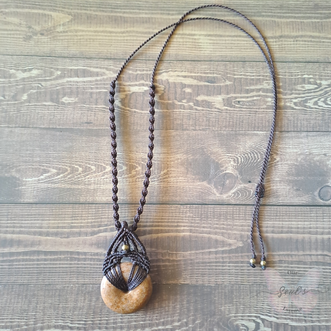 Coral Jasper Micro Macramé Necklace
