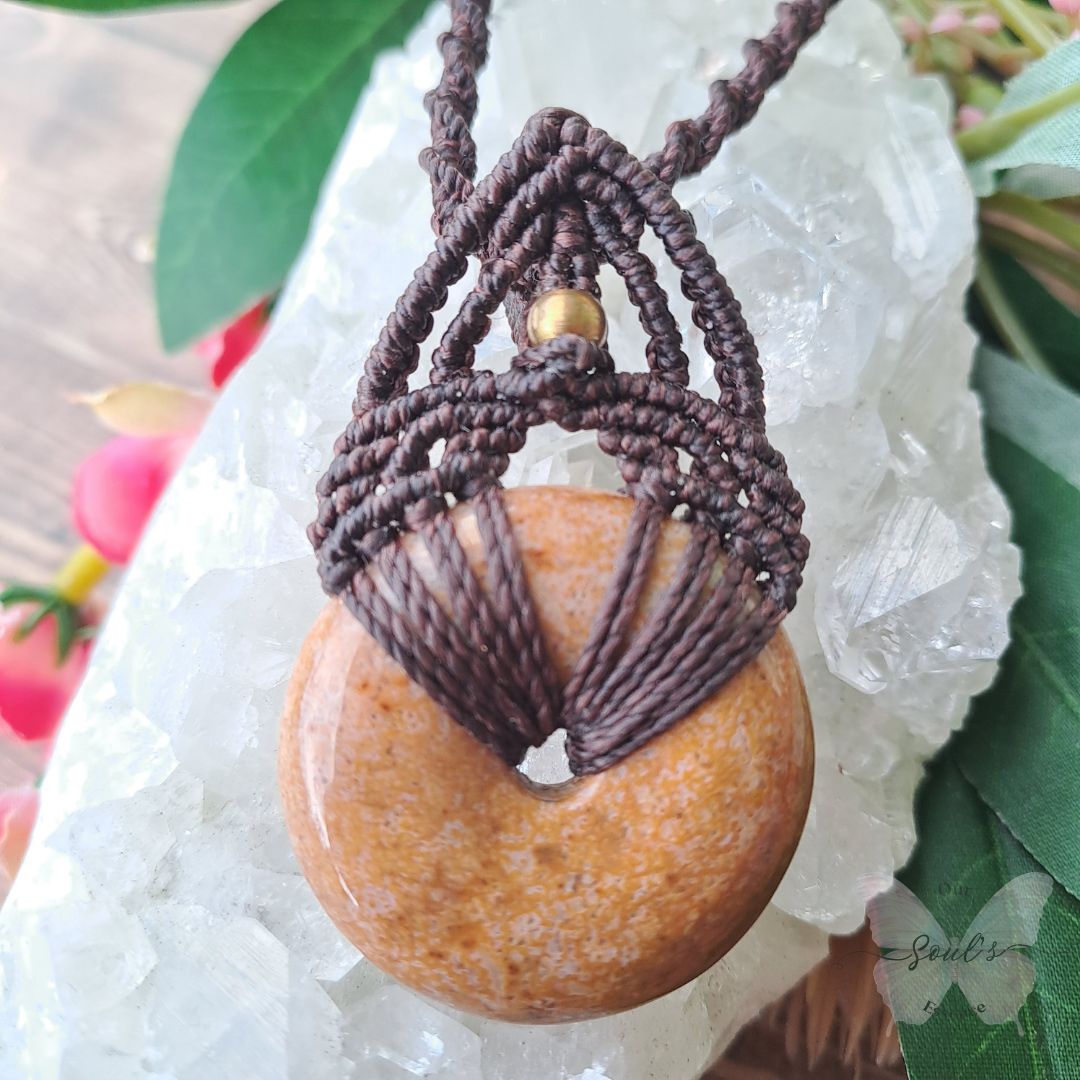 Coral Jasper Micro Macramé Necklace