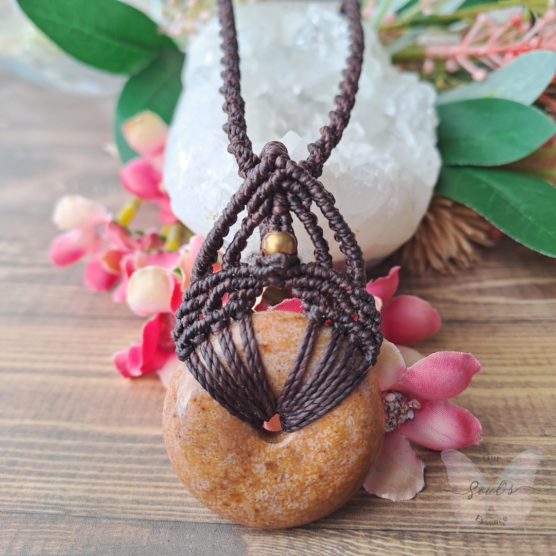 Coral Jasper Micro Macramé Necklace