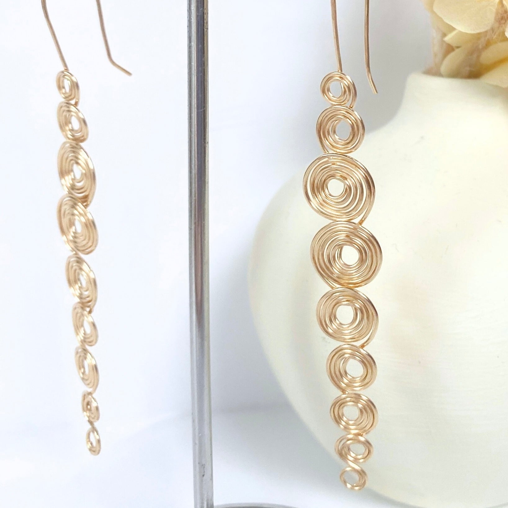Multi spirals gold dangle earrings  | 14k gold-filled | Celtic-inspired statement jewellery