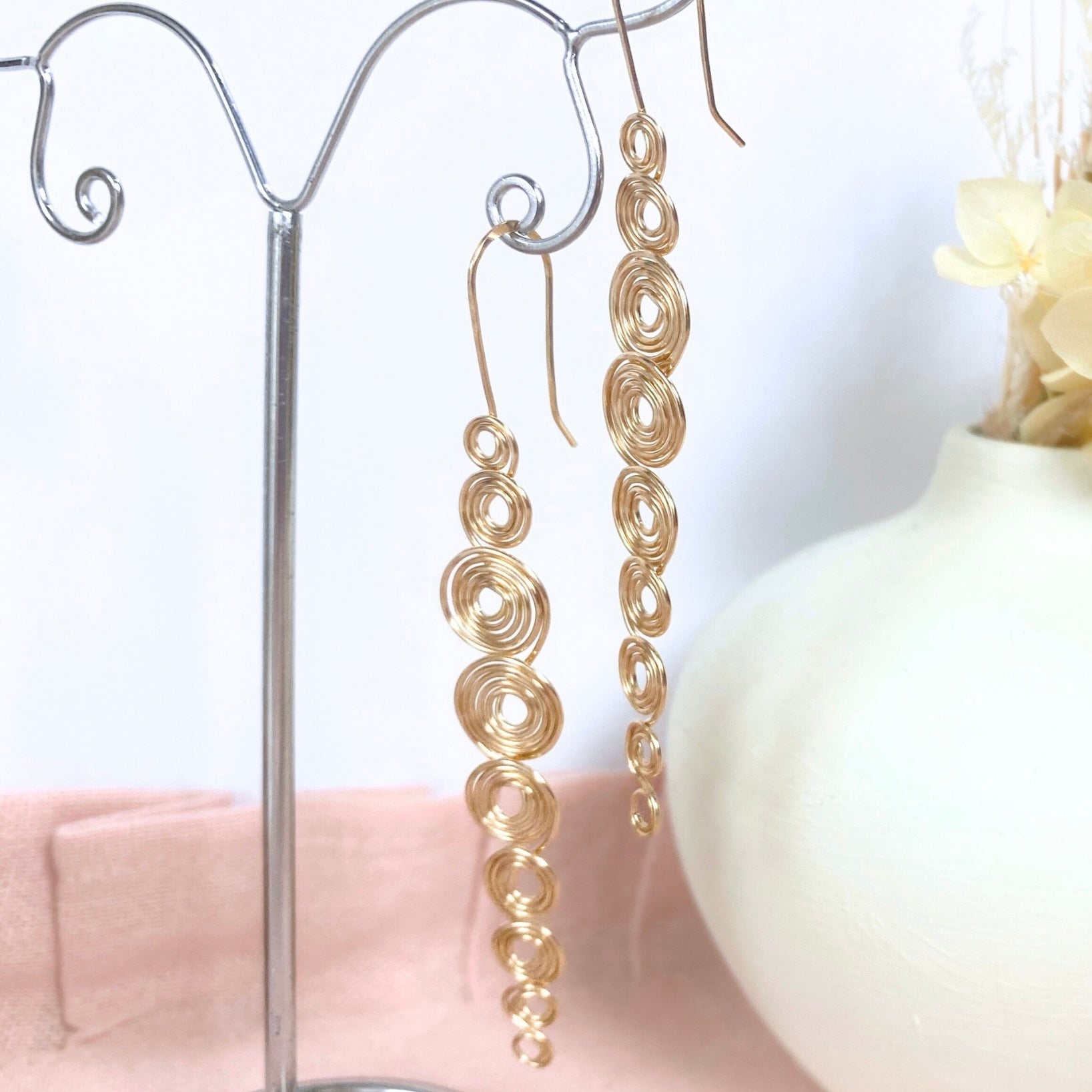 Multi spirals gold dangle earrings  | 14k gold-filled | Celtic-inspired statement jewellery