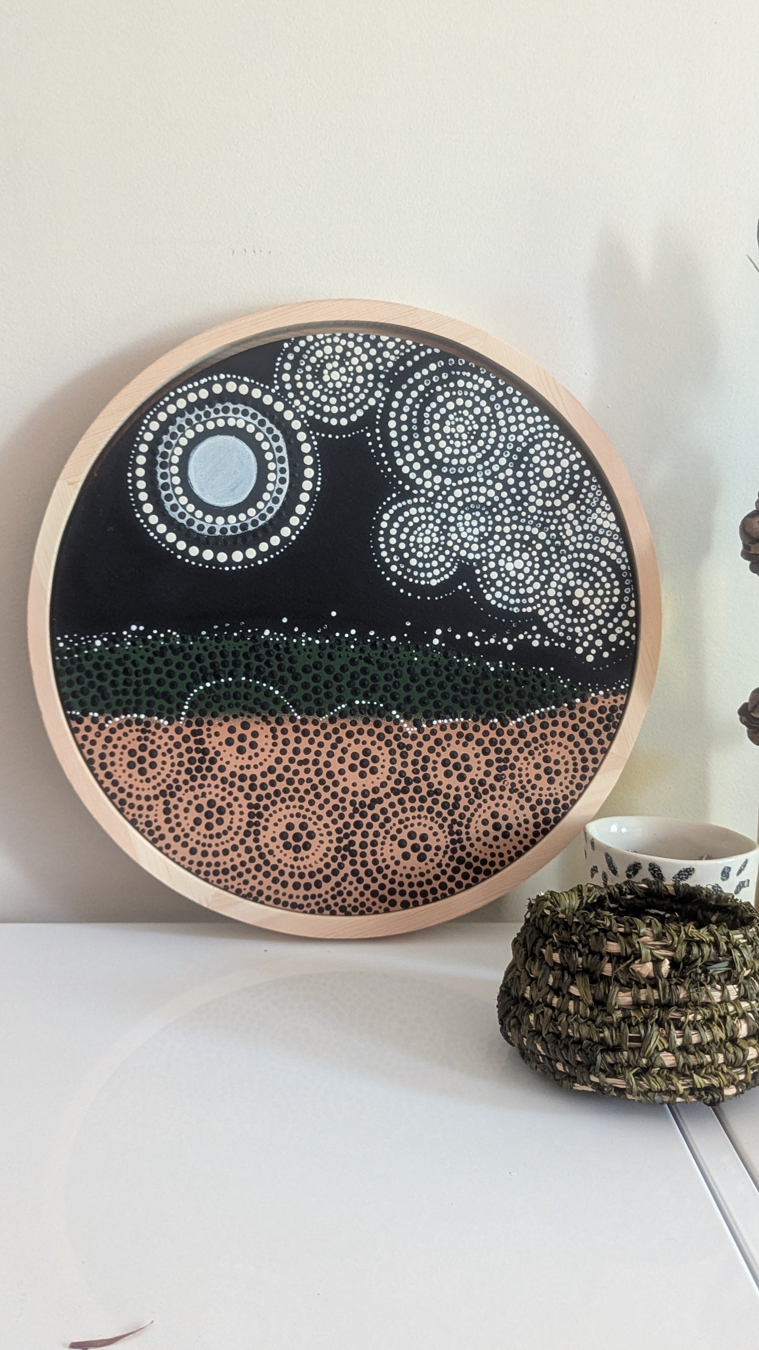 Circular Artwork Ready to Hang Framed - Sky Camp - Acrylic