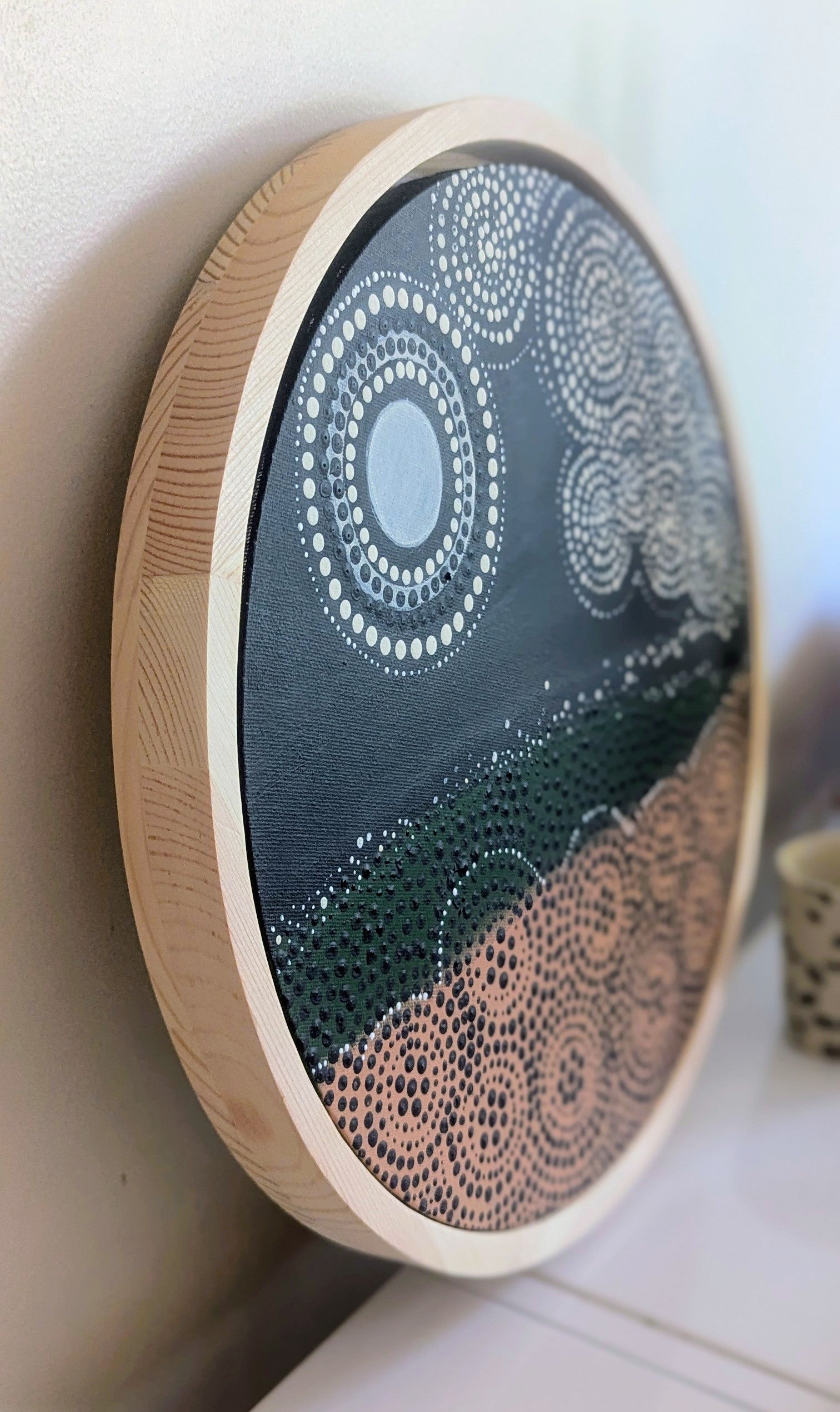 Circular Artwork Ready to Hang Framed - Sky Camp - Acrylic