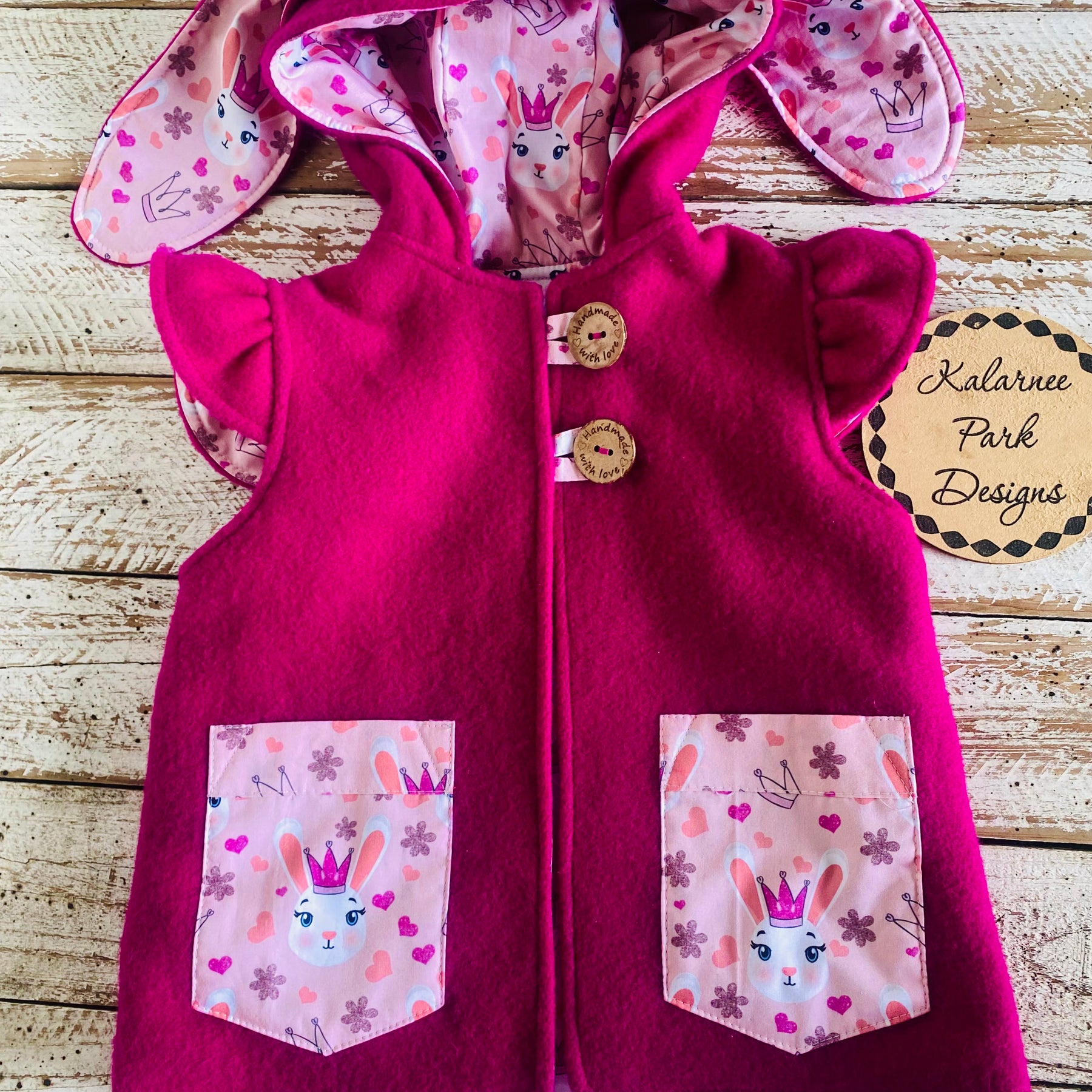 Easter Vintage Wool Blanket Upcycled Vest Size 3