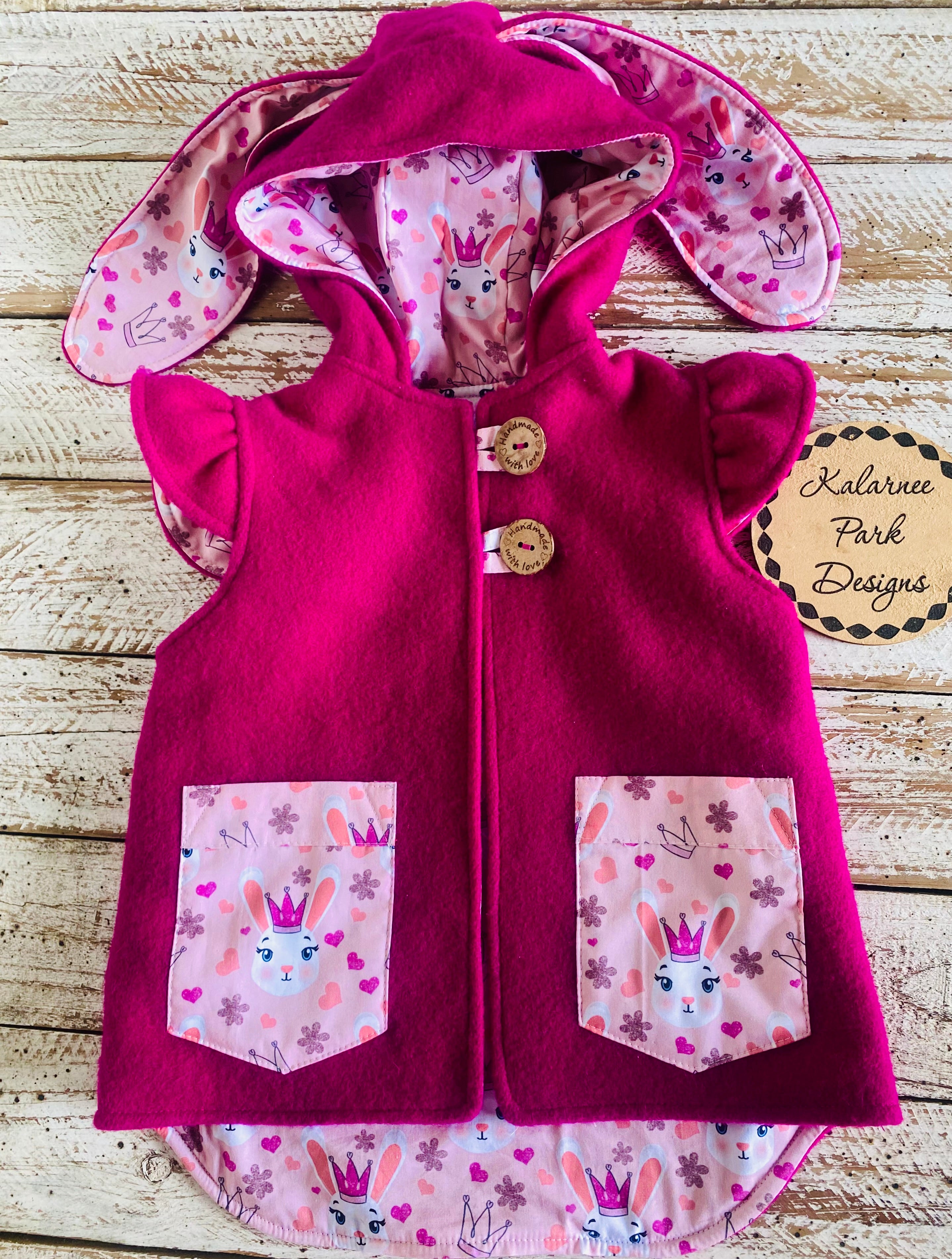 Easter Vintage Wool Blanket Upcycled Vest Size 3