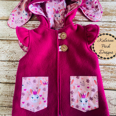 Easter Vintage Wool Blanket Upcycled Vest Size 3