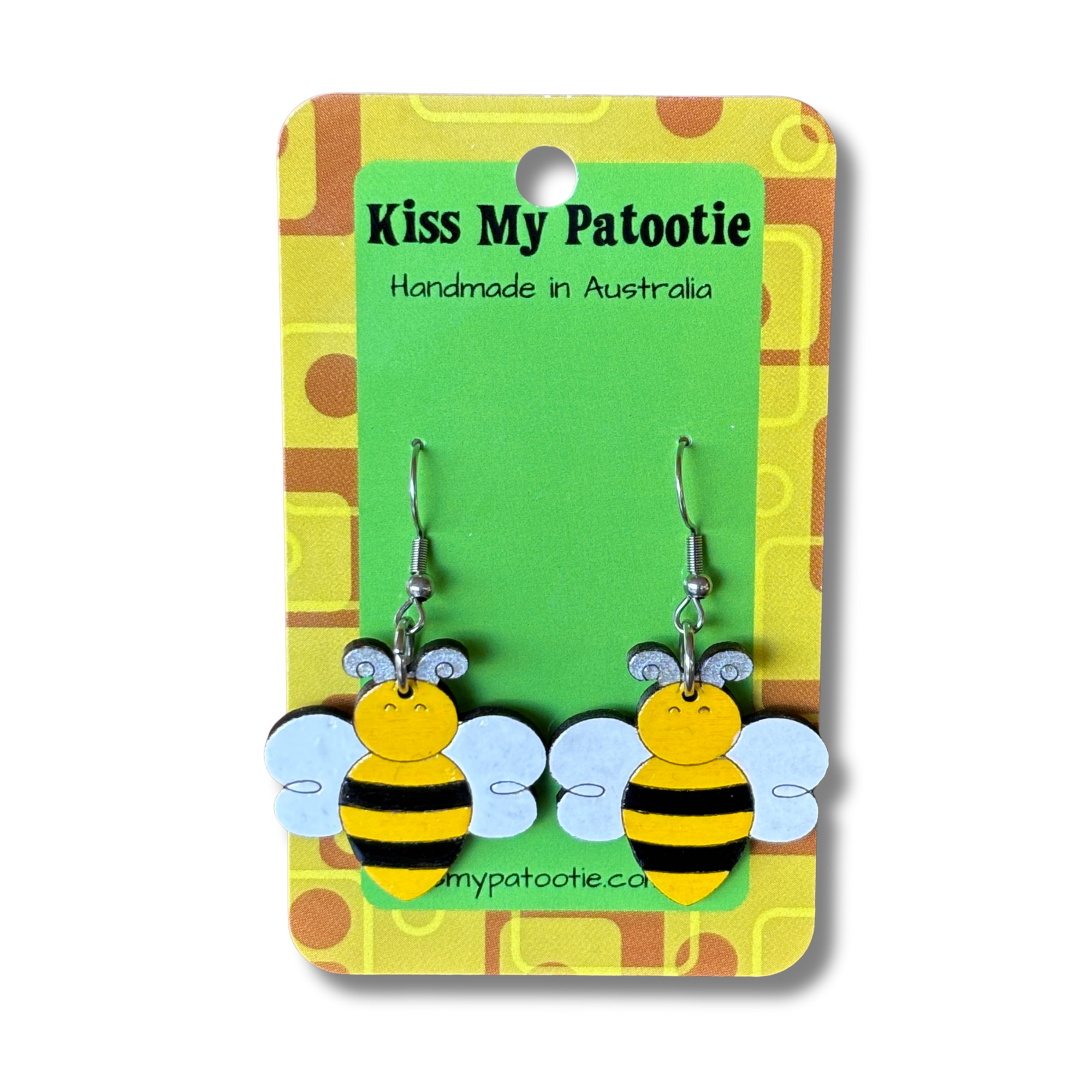 Wooden bumble bee earrings - hand painted